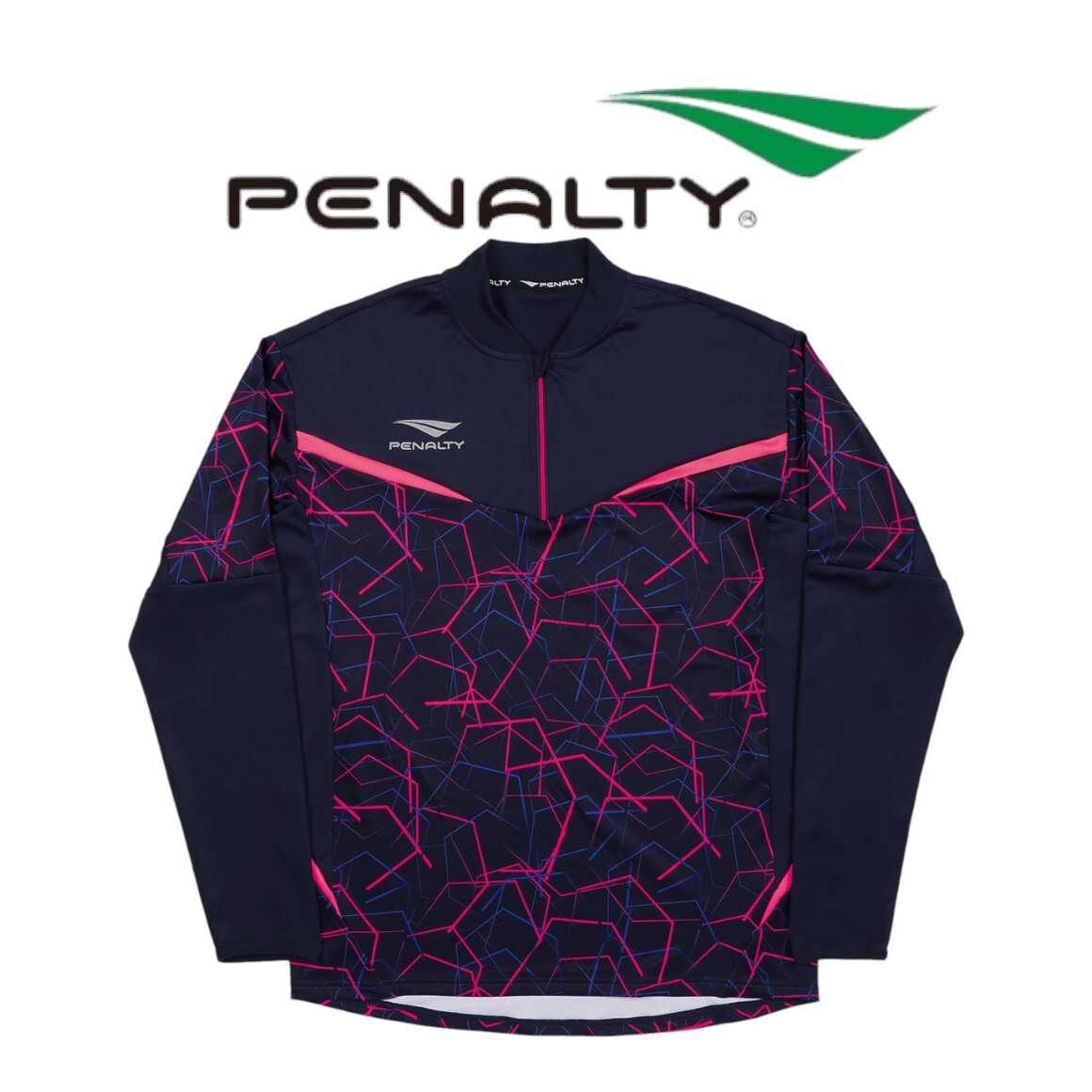 【新品特価!定価7920円が62%OFF!】penalty ペナルティー トレーニングハーフジップジャケット PO1556-81/ネイビー×ピンク/4/サイズL拍卖