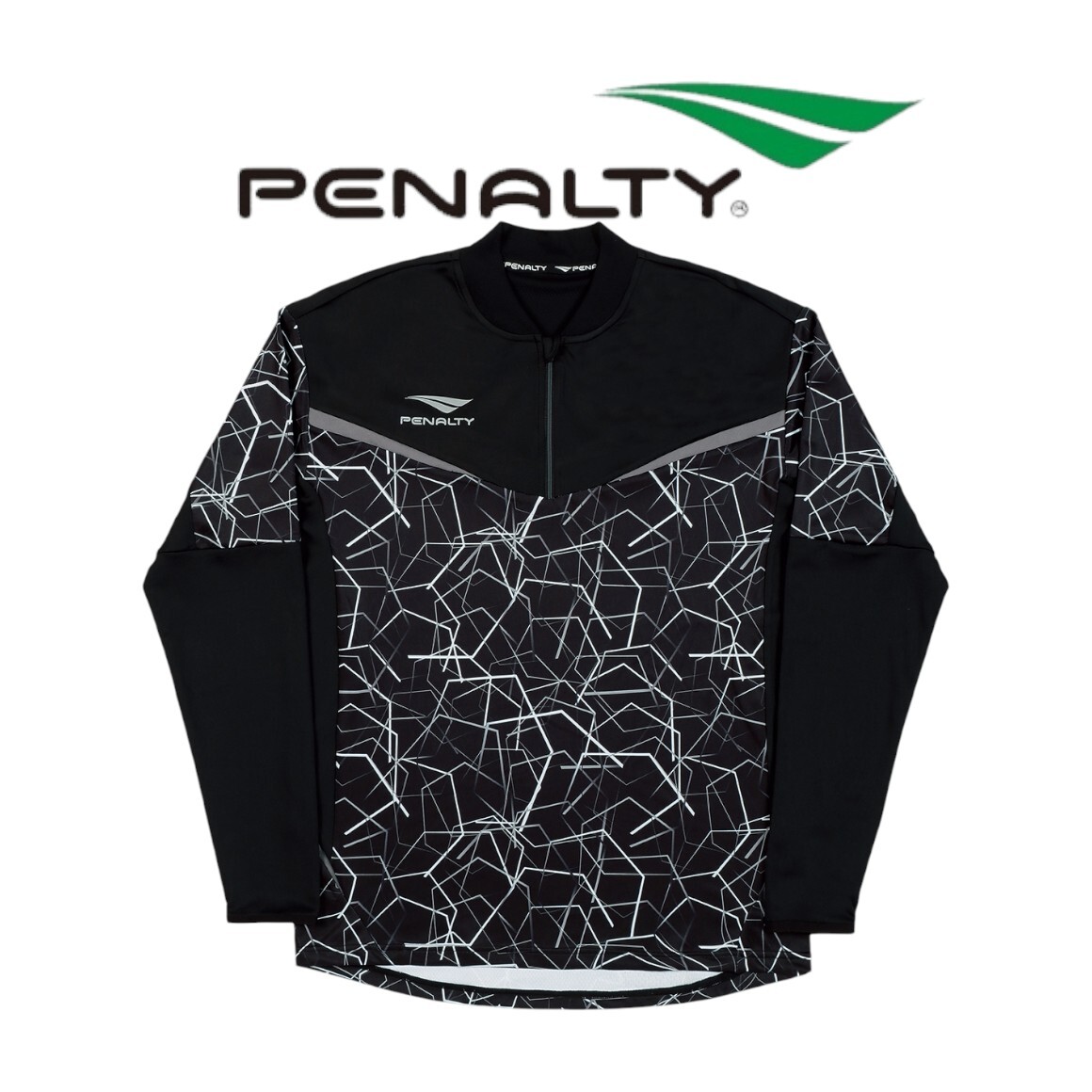 【新品特価!定価7920円が62%OFF!】penalty ペナルティー トレーニングハーフジップジャケット PO1556-3020/ブラック×グレー/5/サイズL拍卖