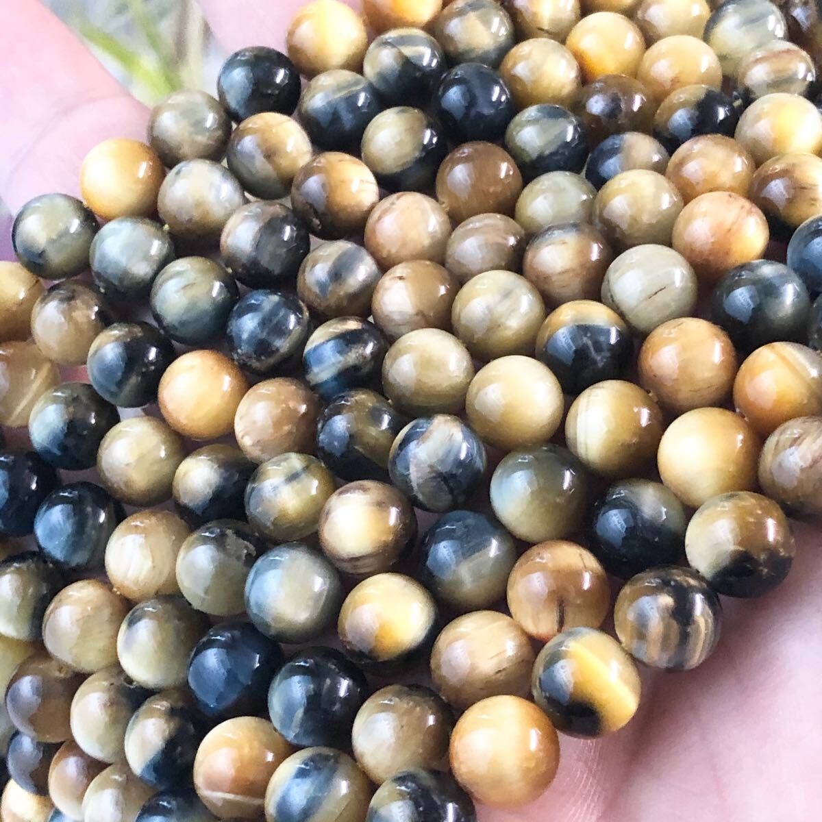 高品質 ゴールデンブラックタイガーアイ 10mm 連売り ブレスレット2本分拍卖