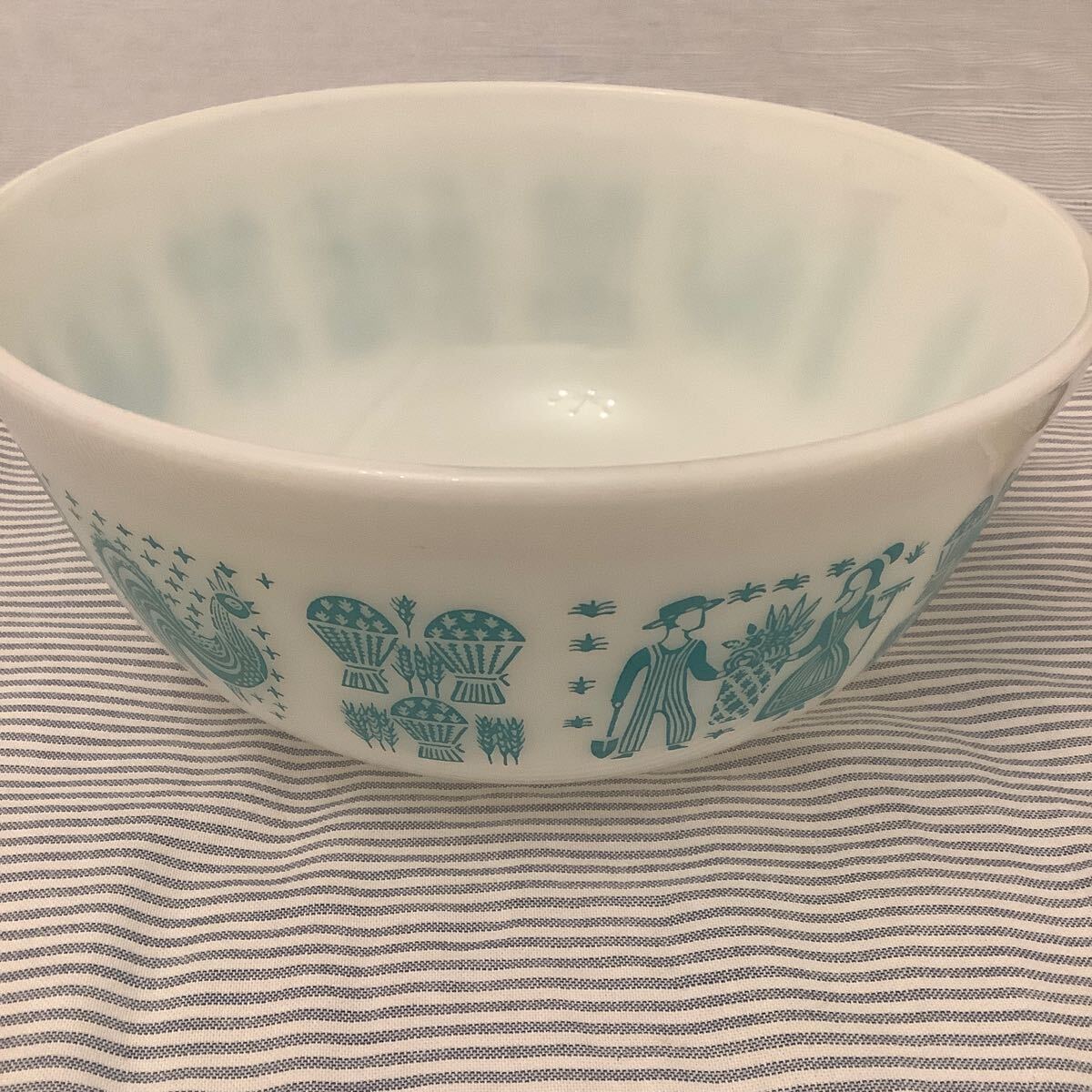 米国製 ヴィンテージ オールド パイレックス OLD PYREX ミキシングボウル バタープリント 直径22cm 高さ10㎝ サラダボウル拍卖