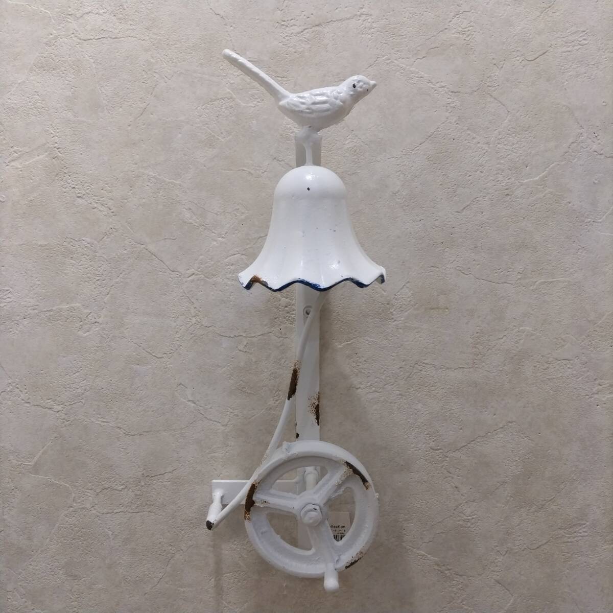 ガーデンベル 呼び鈴 チャイム ドアベル ホワイトバード フレンチシャビー 玄関 ガーデニング オーナメント アイアン レトロ アンティーク拍卖