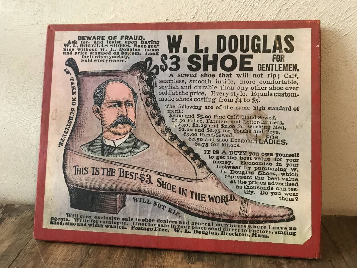 ヴィンテージ W.L.DOUGLAS Shoe ダグラス シューズ ディスプレイ 店舗 ショップ サイン 什器 看板フローシャイム エンディコットジョンソン拍卖