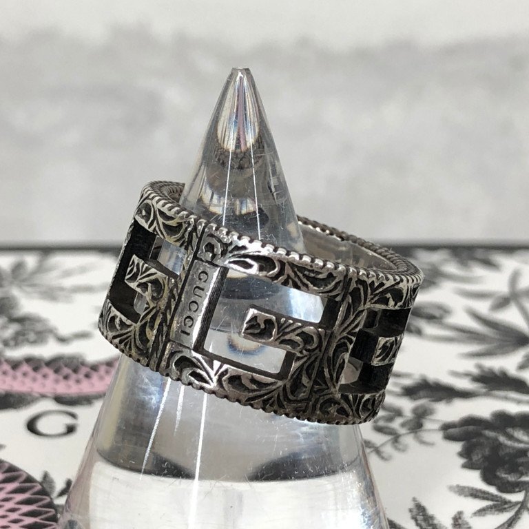 GUCCI グッチ 箱/袋有 アラベスク スクエア Gリング 指輪 SIZE: 9号 LH632024111510拍卖