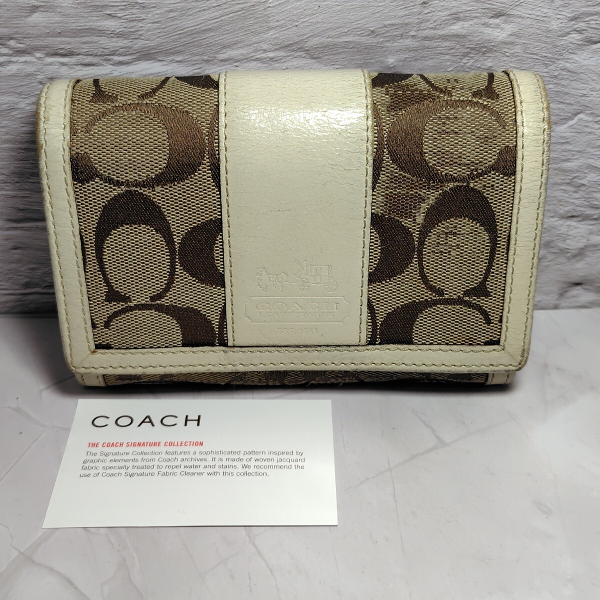 COACH 二つ折り財布 シグネチャー キャンバス ホワイト 小銭入れあり レディース コーチ ウォレット 送料無料拍卖