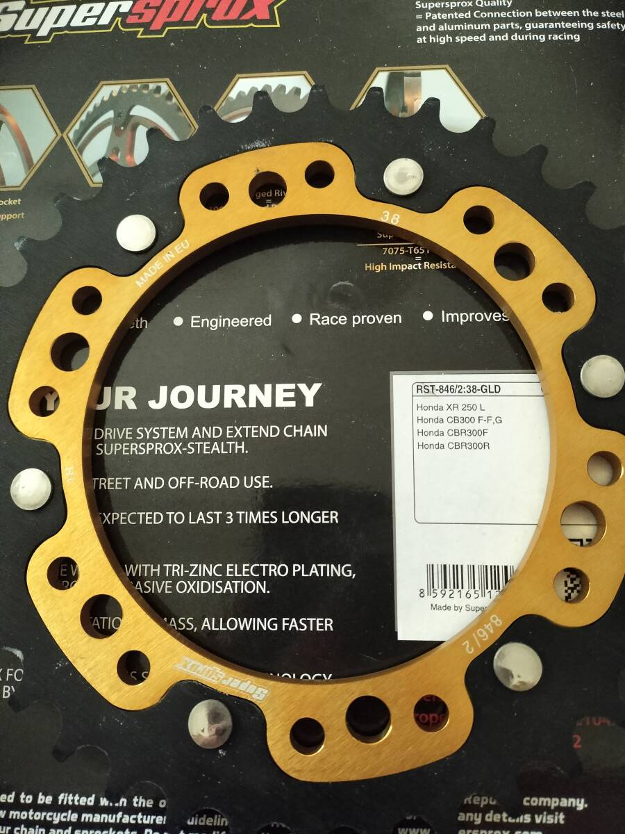 スーパースプロックス HONDA XR250L CB300 F,G CBR300F CBR300R スプロケット RST-846/2:38-GLD Supersprox拍卖