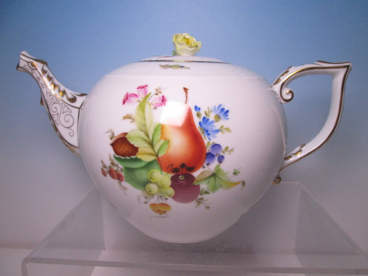 ☆HEREND ヘレンド フルーツコンポジション 黄薔薇摘み ティーポット 601/CFR 6 G92 ハンガリー 拍卖