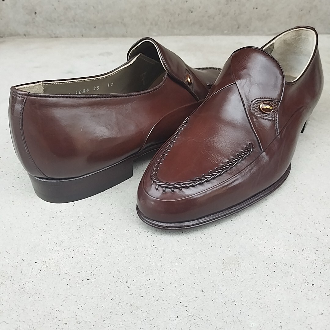 新品/ランバン パリLANVIN PARIS/ヴィンテージ/デッドストック/レザーシューズ/革靴/スリッポン/ローファー/ビジネスシューズ/25EEE/茶/拍卖