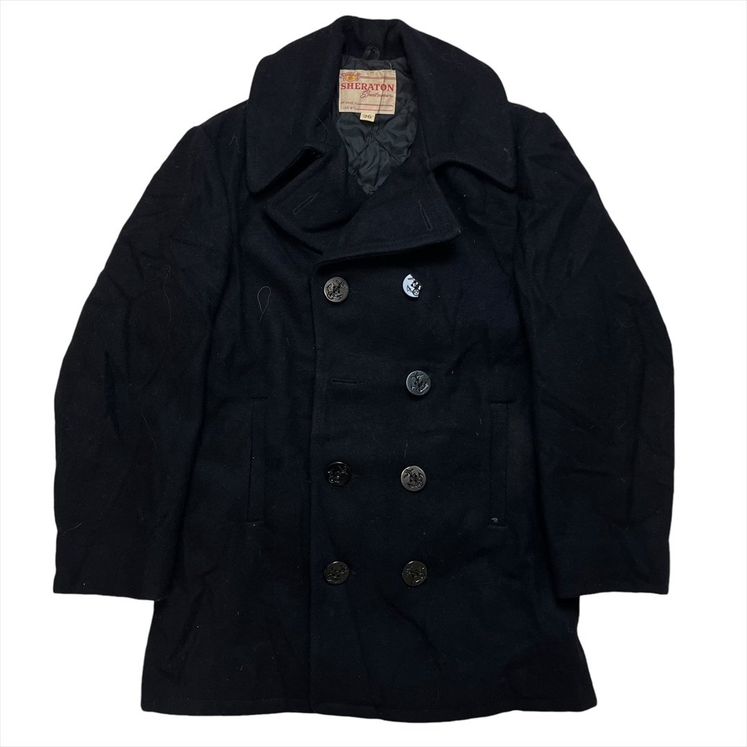 【訳アリ】 Pコート ジャケット ブラック 古着 メンズ FREE アメカジ キルティング サイズ36拍卖