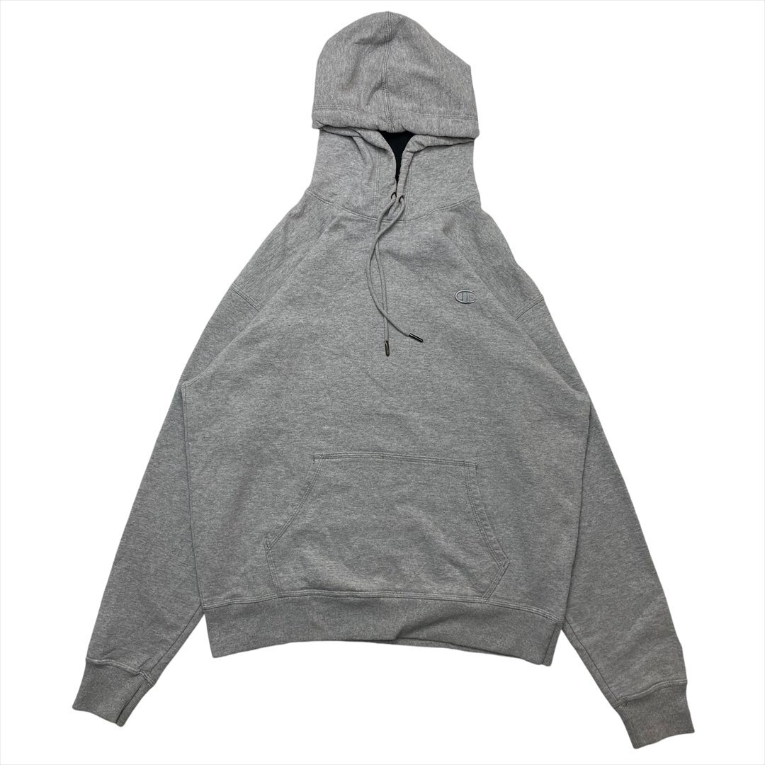 チャンピオン パーカー グレー Champion 古着 メンズ L ワンポイントロゴ シンプル クリーニング済み拍卖