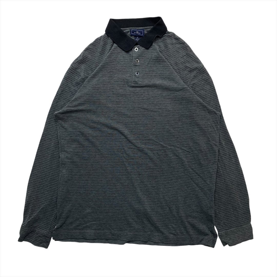 ドッカーズ リーバイス ポロシャツ グレー DOCKERS 古着 メンズ L ボーダー ストリート シンプル クリーニング済み拍卖