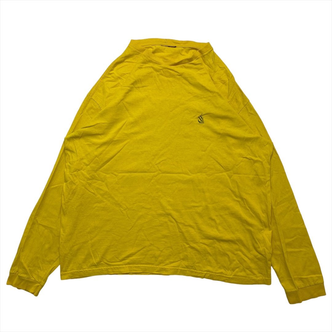 Tシャツ 長袖 イエロー 古着 メンズ FREE ワンポイント 船 ロンT クリーニング済み拍卖