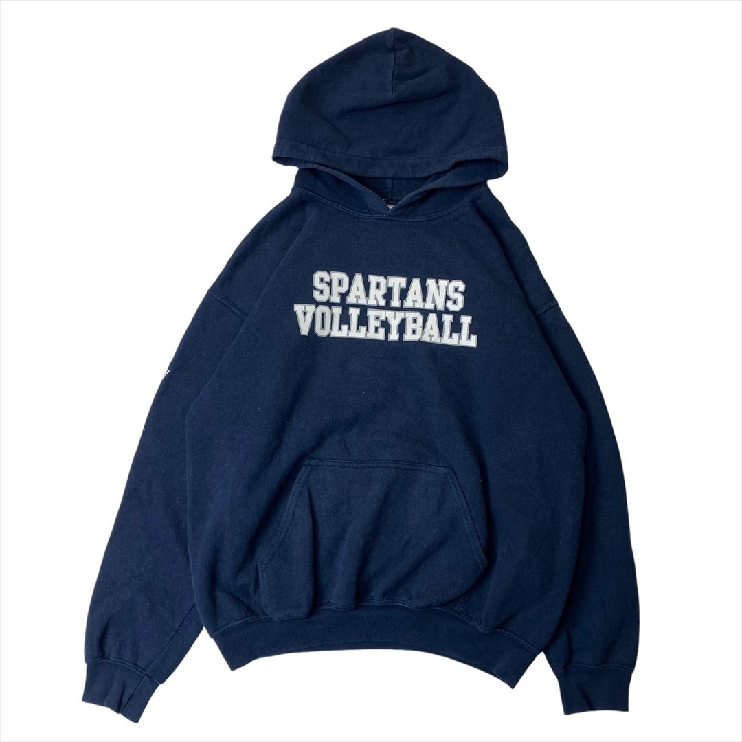 GILDAN パーカー ネイビー 古着 メンズ M カレッジ カジュアル ストリート クリーニング済み拍卖