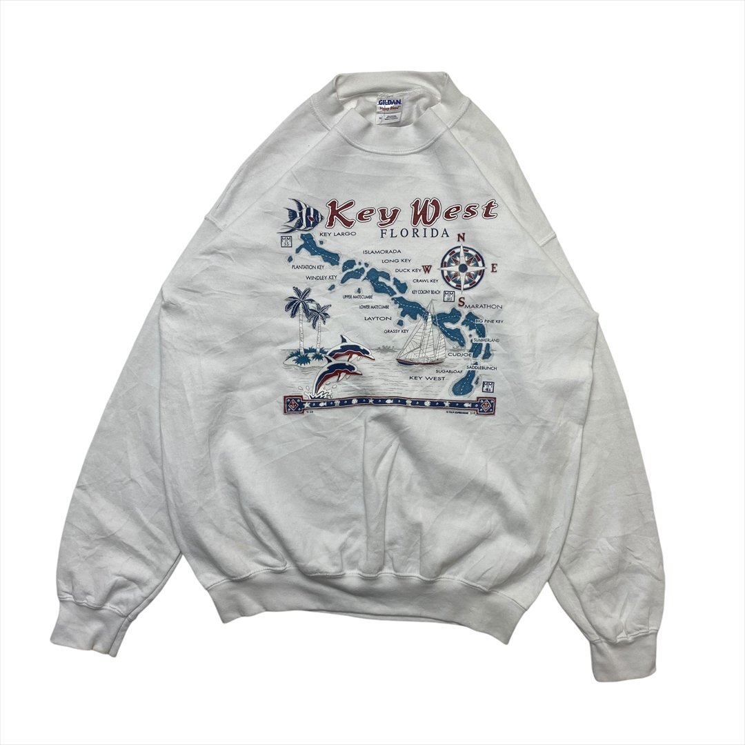 GILDAN スウェット ホワイト 古着 メンズ M アメカジ カジュアル ストリートクリーニング済み拍卖