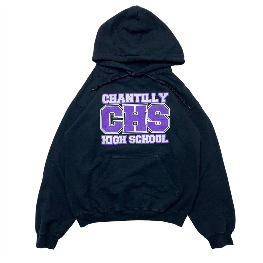 GILDAN パーカー ブラック 古着 メンズ L カレッジ アメカジ クリーニング済み拍卖