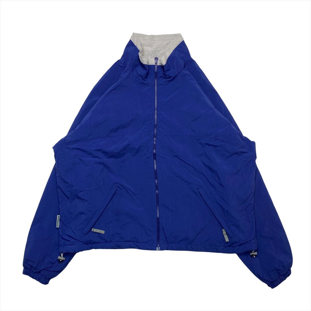 コロンビア ジャケット ブルー Columbia 古着 レディース XXL ウォームアップ 裏地フリース テック オーバーサイズ クリーニング済み拍卖