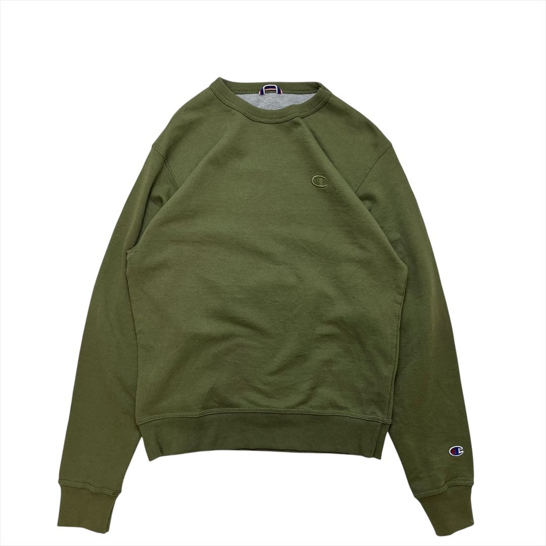 チャンピオン スウェット カーキ Champion 古着 メンズ S ワンポイントロゴ シンプル ストリート拍卖