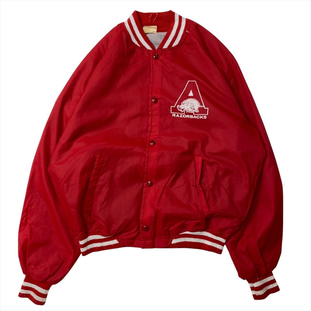 80s~90s Chaik Line ナイロンスタジャン ジャケット レッド 古着 メンズ M ワンポイント アメカジ USA製クリーニング済み拍卖