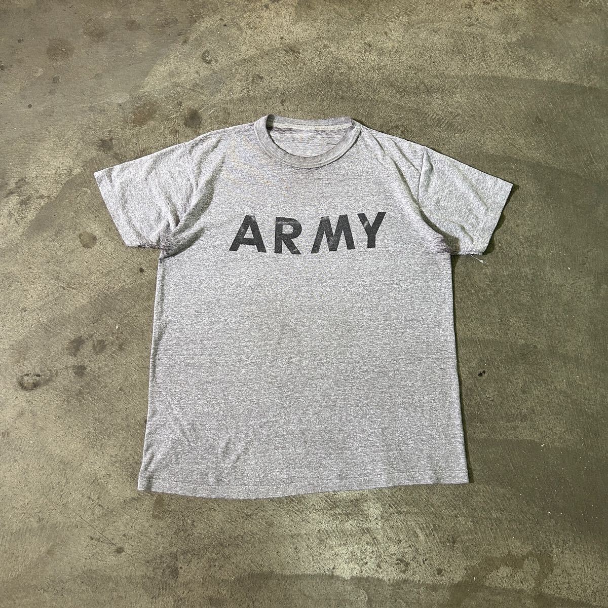 IPFU ARMY TEE / 80S 90S アーミー トレーニング Tシャツ M-L程度 クルーネック グレー ミリタリー ボロ 古着拍卖