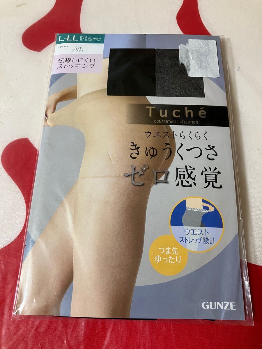 gunze tuche L-LL 伝線しにくい ブラック パンティストッキング ウエストらくらく きゅうくつさ ゼロ感覚 panty stocking グンゼ 黒 拍卖