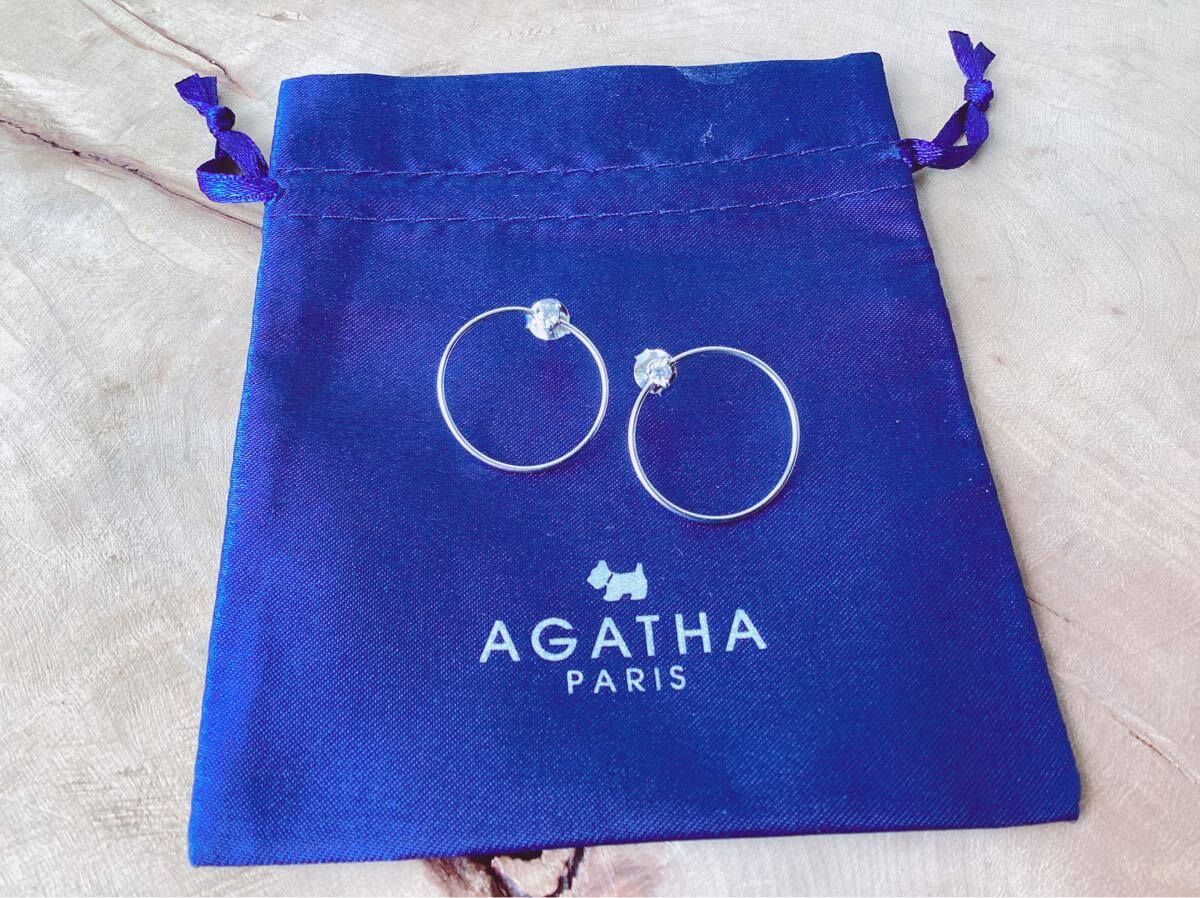 【AGATHA】アガタ 925 シルバー クリアビジュー サークルデザイン フープピアス 拍卖