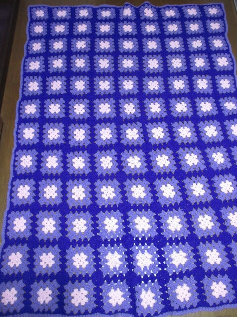 即決★USA Vintage ビンテージラグ ニットラグ アメリカ雑貨 ハンドメイド ラグ インテリア/パープル系(125センチ×190センチ)拍卖