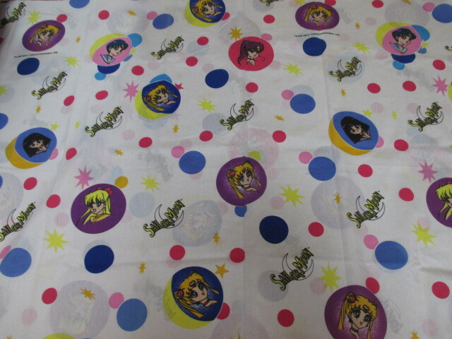 即決★90’s USA製 アメリカ版 SAILOR MOON セーラームーン☆フラットシーツ リメイク 生地/170×240拍卖