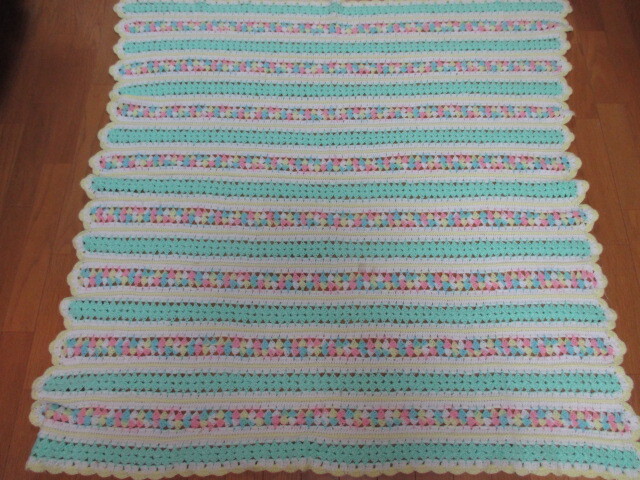 即決★USA Vintage ビンテージラグ ニットラグ ブランケット テーブルクロス アメリカ雑貨 ハンドメイド ラグ インテリア(100×102)拍卖