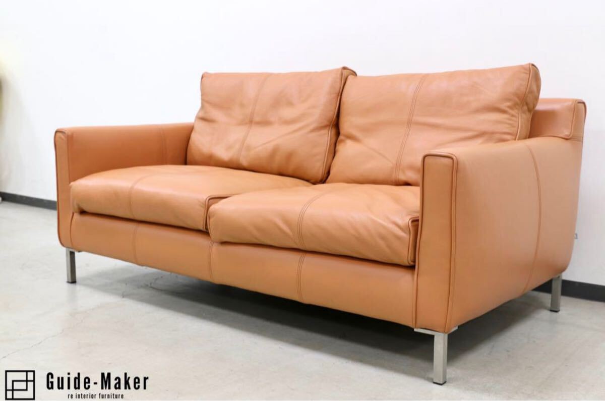 GMFK810○eilersen / アイラーセン STREAMLINE SOFA ストリームラインソファ 2人掛けソファ ACTUS 総革 定価約80万 美品拍卖