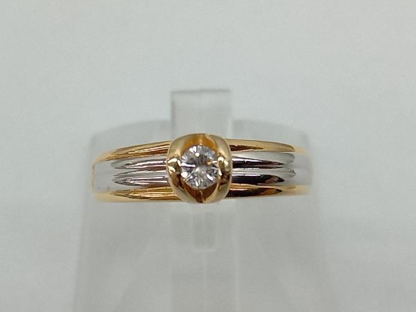 【K18/Pt900】 10号/ダイヤ 0.09ct リング ゴールド プラチナ コンビ 指輪 ジュエリー レディース 中古拍卖