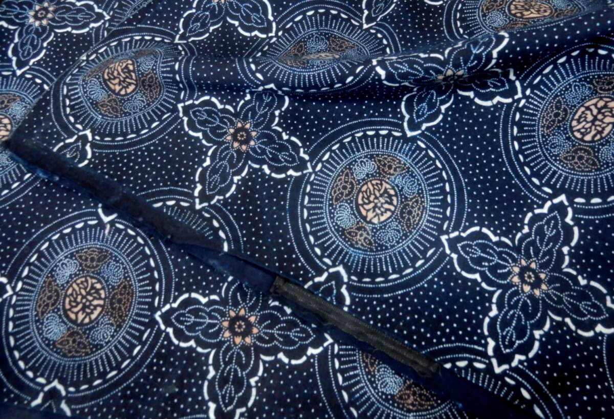 <銀の斧>木綿・明治期藍型染め・赤入り・1巾約33cm拍卖