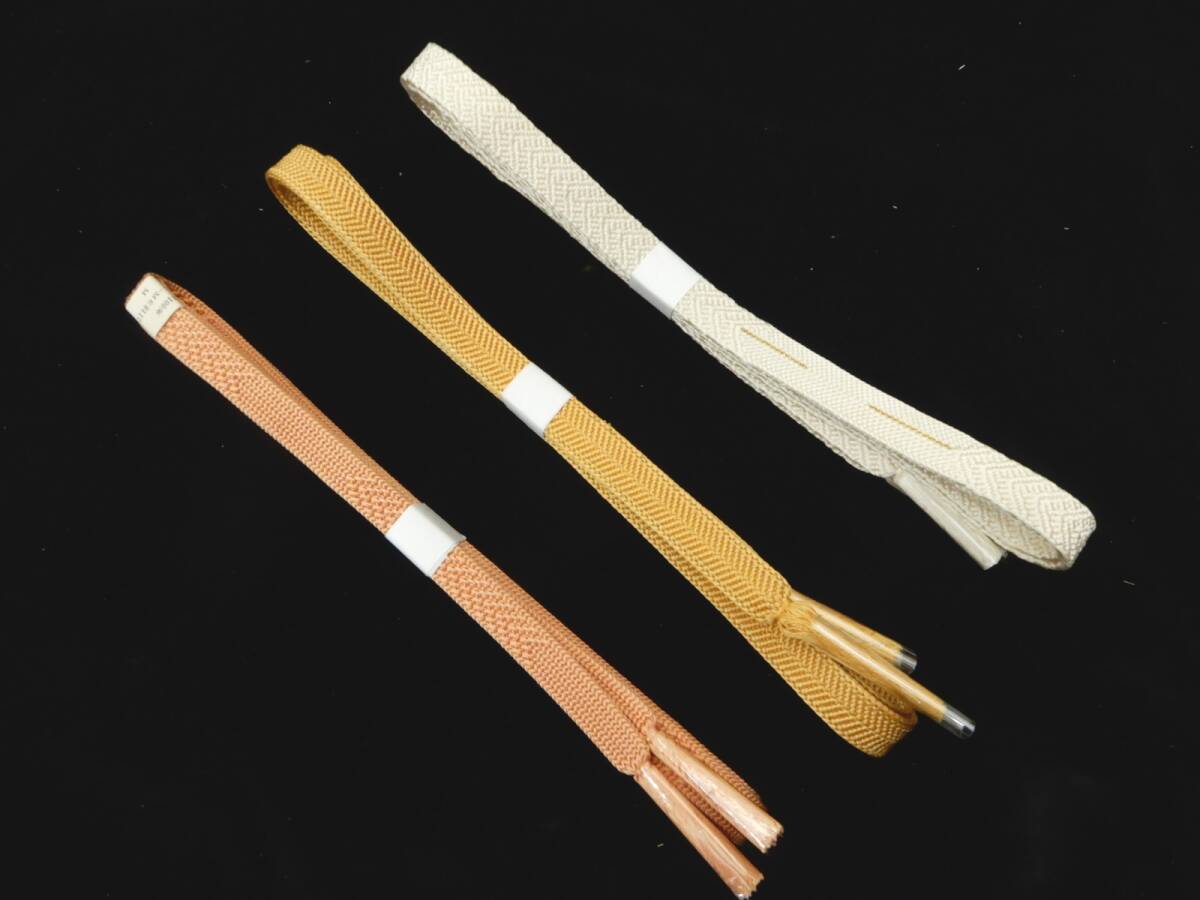 <銀の斧>正絹・帯締め・3本まとめて・紬用帯締め・手組紐・M寸拍卖