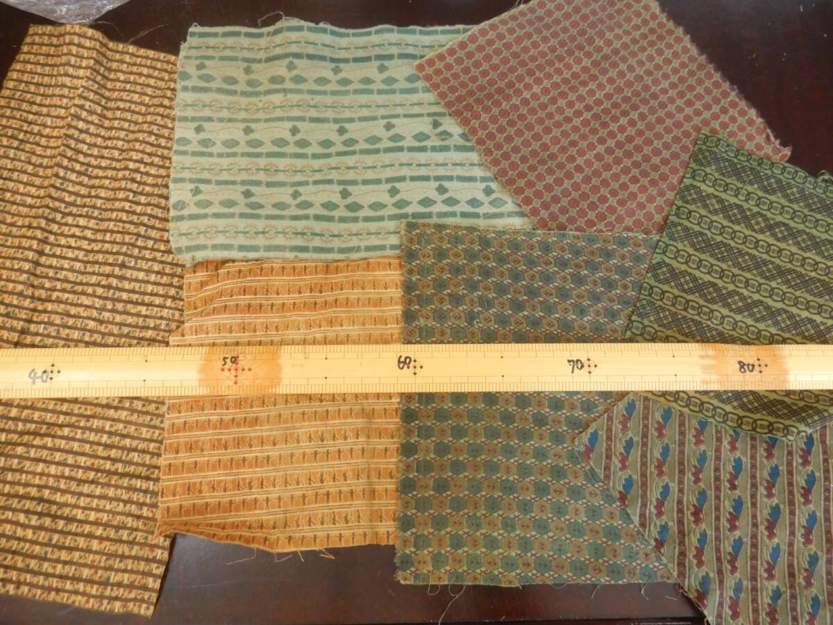<銀の斧>木綿・大正更紗はぎれ・7枚まとめて・パッチワーク用・細工用拍卖