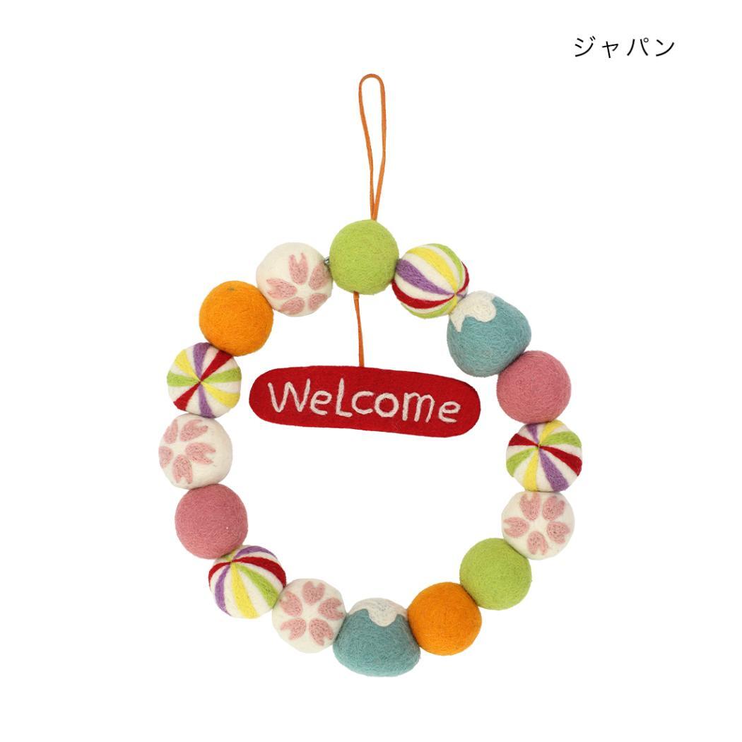 インテリア雑貨 フェルトリース ウェルカム ジャパン トモコーポレーション かわいい おしゃれ 玄関 グッズ拍卖
