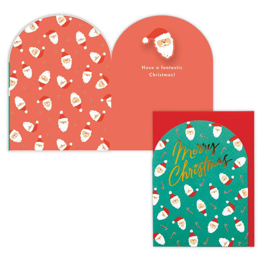 クリスマスカード 海外デザインカード バネサンタフェイス 日本ホールマーク Xmas メッセージカード グッズ拍卖