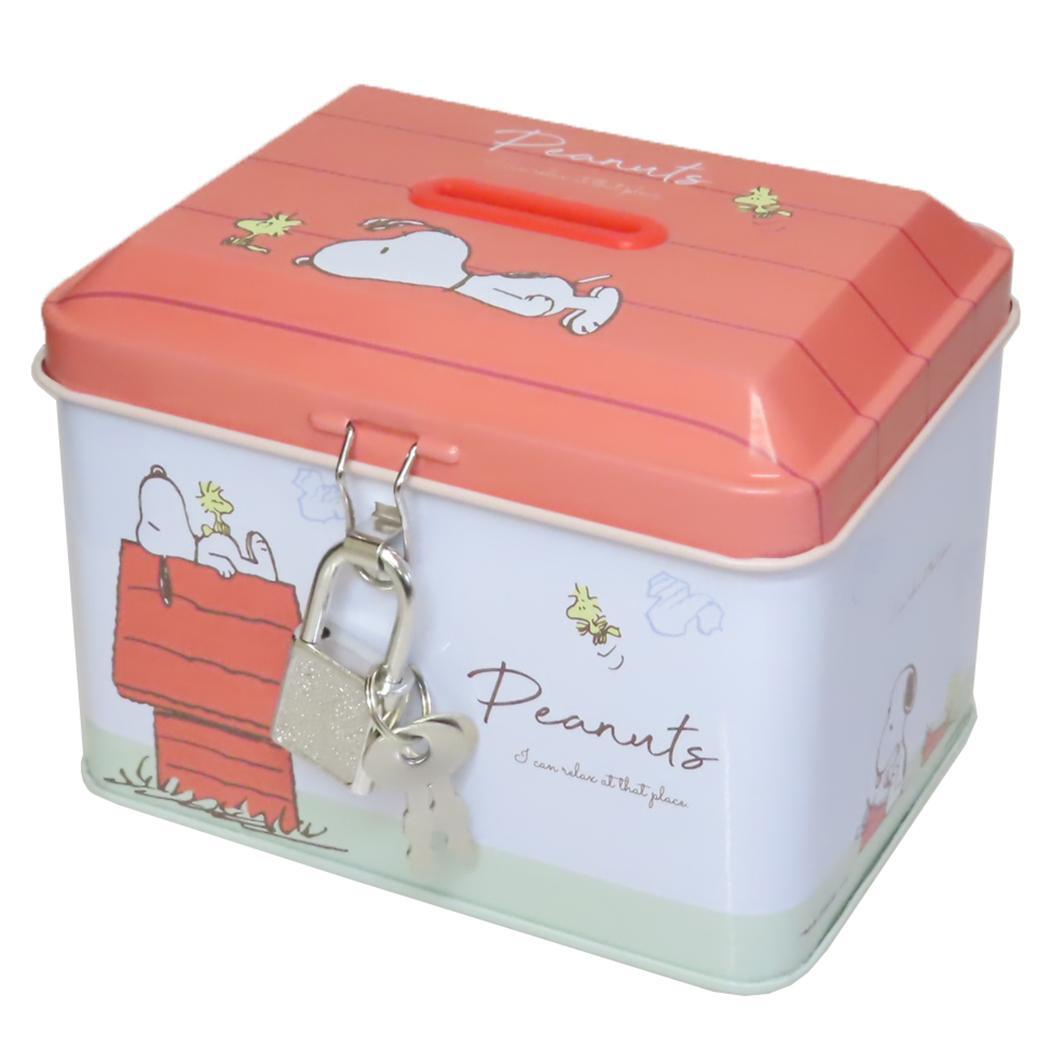 スヌーピー 貯金箱 カギ付き缶バンク のんびりドッグハウス ピーナッツ ティーズファクトリー プレゼント キャラクター グッズ拍卖