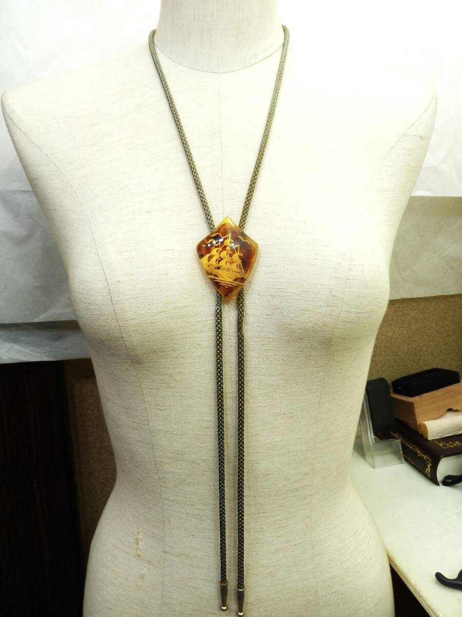 張べっ甲 帆船 ループタイ 約28g 現状品 売り切り拍卖