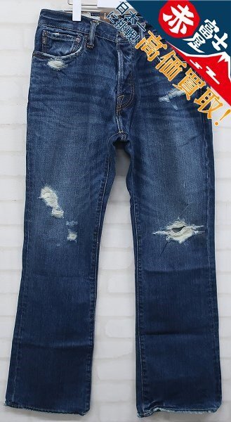 3P8412/未使用品 Abercrombie&Fitch BAXTER ダメージ加工デニムパンツ アバクロンビー フィッチ ジーンズ拍卖