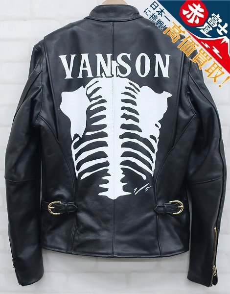 3J5258/未使用品 バンソン TYPE B レザーシングルライダース 限定5着 ボーンカスタム VANSON拍卖