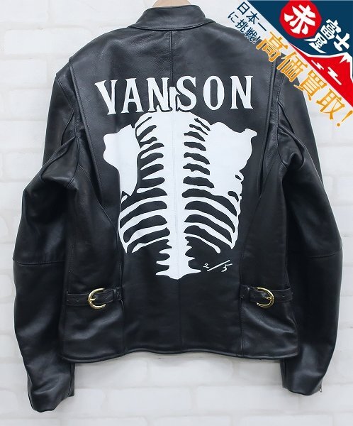 3J5257/未使用品 バンソン TYPE B レザーシングルライダース 限定5着 ボーンカスタム VANSON拍卖