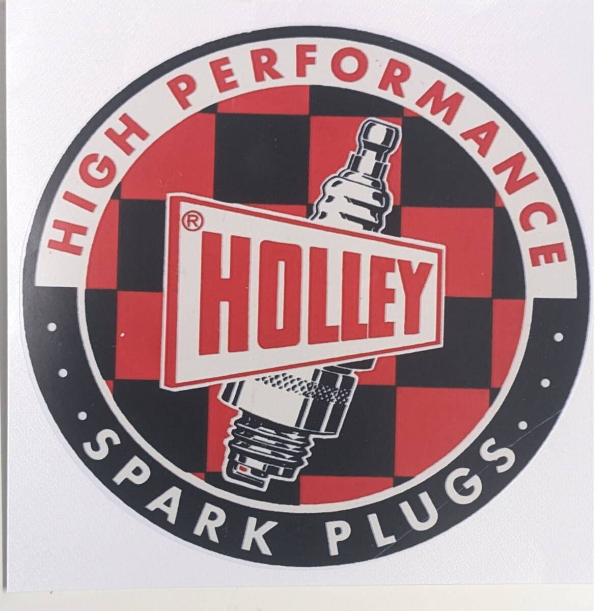 【W400-007ヴィンテージスタイル・約138x137mm HOLLEY プラグ】 ガソリンステッカー・モーターオイルステッカー・レトロ・ガレージ拍卖