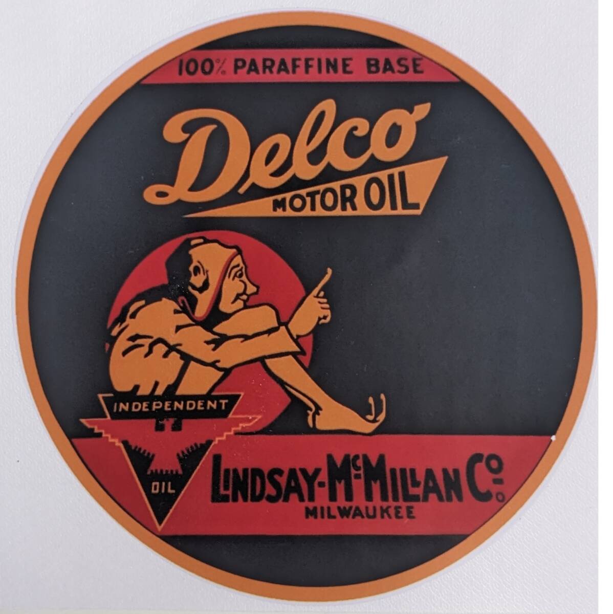 【W400-008ヴィンテージスタイル・約137mm デルコdelco motor oil】 ガソリンステッカー・モーターオイルステッカー・レトロ・ガレージ拍卖
