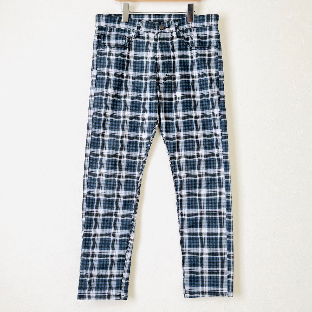 美品◎【UNIQLO】ユニクロ ストレッチ チェック パンツ ボトムス ジップ 楽ちん お洒落 きれいめ カジュアル 総柄 マルチカラー S/Y19623mm拍卖