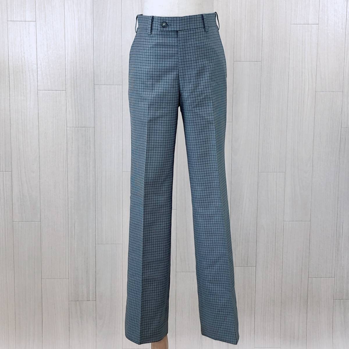 YZ0111 レディース ボトムス スラックス ロング丈 水色 グレー 灰 チェック柄 千鳥格子 カジュアル レトロ 上品 シック かわいい 春秋 拍卖