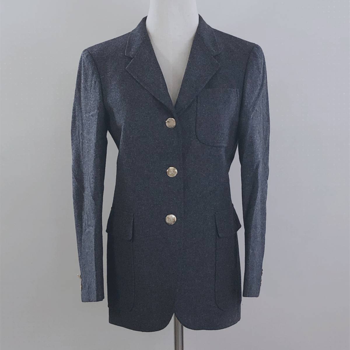 YZ0416 美品 ROPE' ロぺ レディース トップス テーラードジャケット 長袖 薄手 7号 Sサイズ グレー 灰 毛素材 ラム フォーマル お洒落 秋冬拍卖