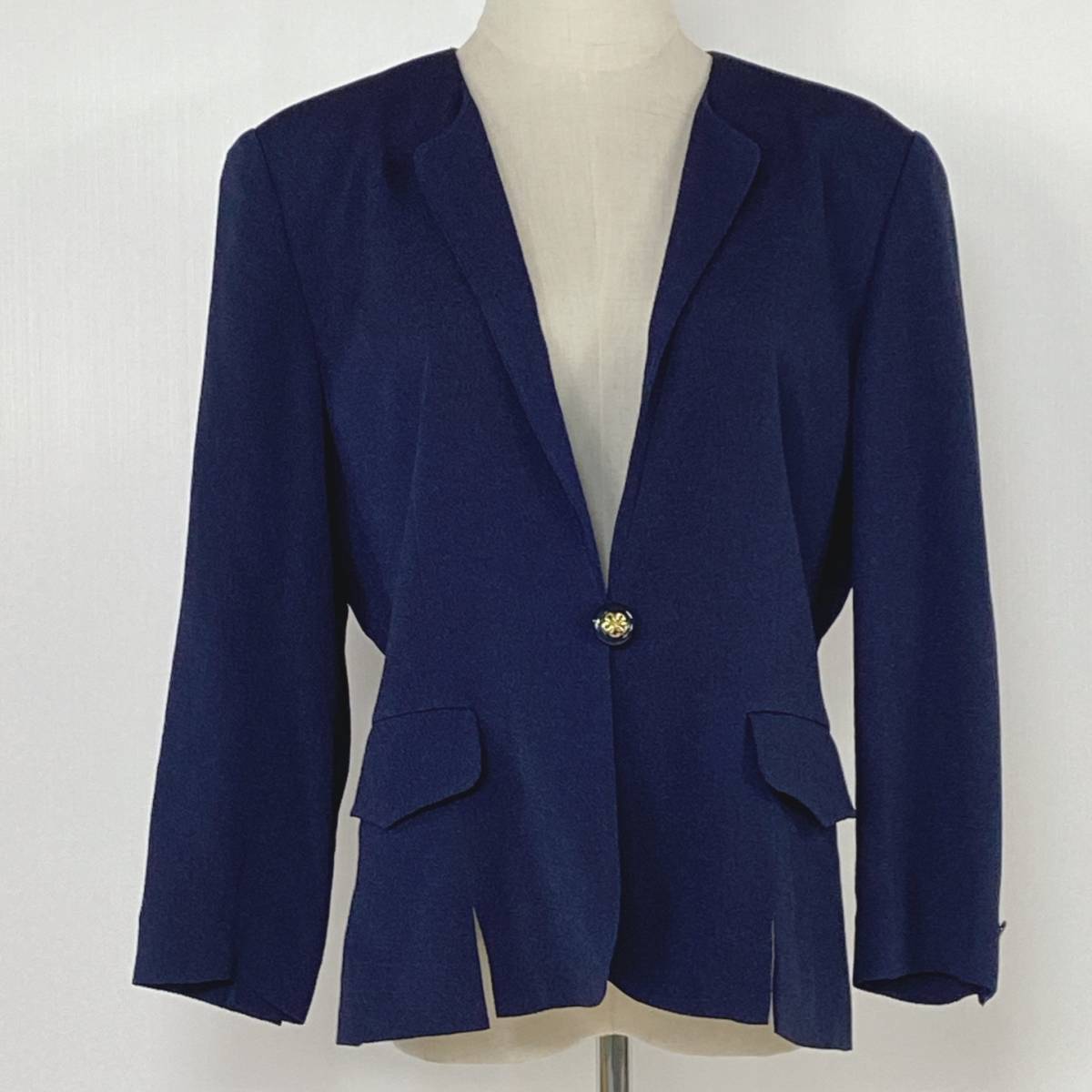 YZ0723 美品 Dick ディック レディース フォーマルジャケット 11号 ネイビー 紺 万能 上品 ビジネスコーデ クリーニングタグ付き USED 古着拍卖
