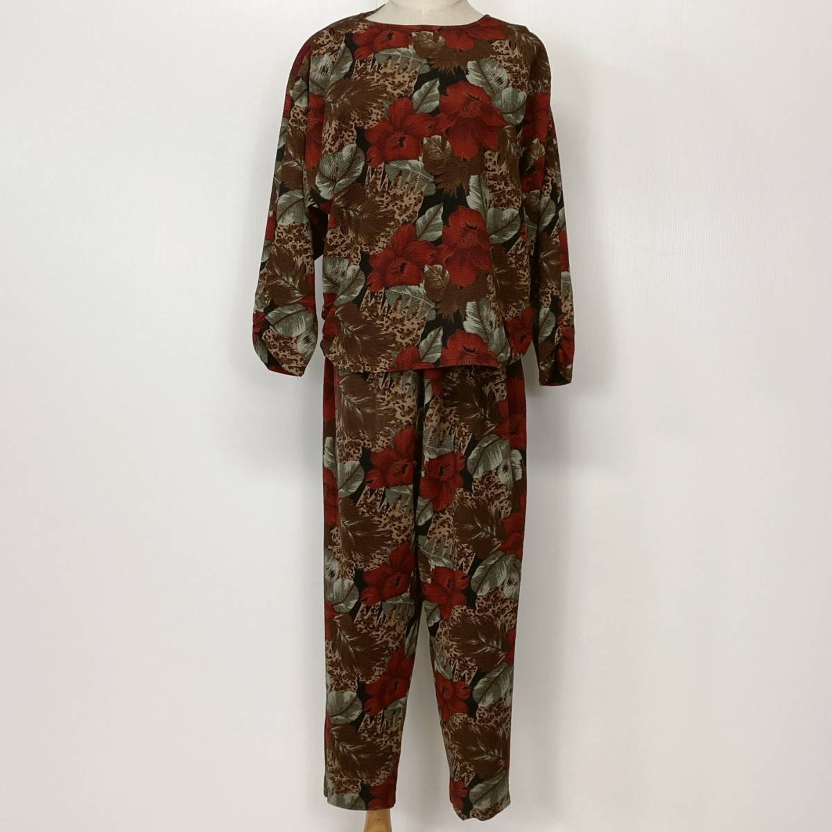 YZ0756 セットアップ レディース 花柄 セットアップ パンツ長袖 総柄 ヴィンテージスタイル エレガント 昭和レトロ 華やか 肩パッド USED拍卖