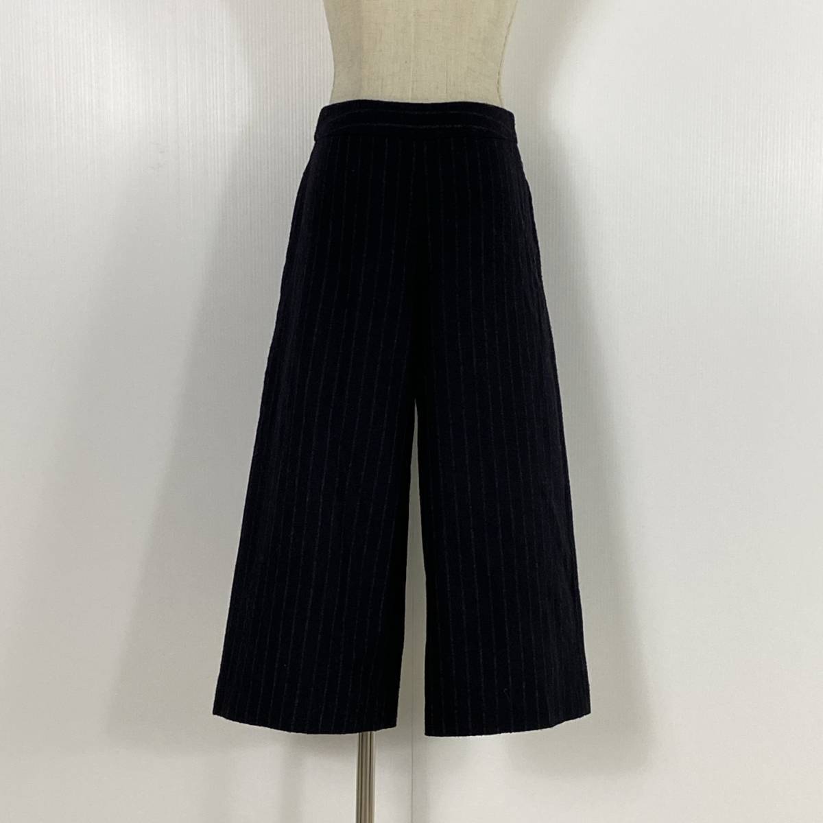 YZ0911 美品 ROPE PICNIC ロペピクニック レディース ストライプ柄 ワイドパンツ 36サイズ S 万能 カジュアルコーデ シンプル USED 古着拍卖