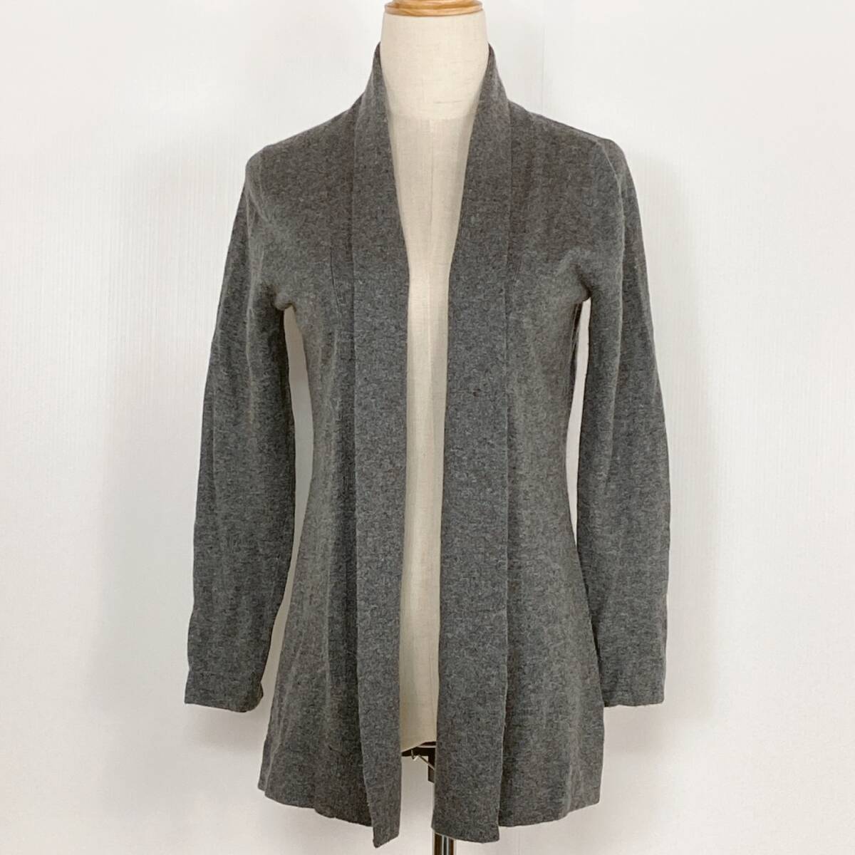 YZ1155 美品 fredyn emue フレディエミュ レディース ニットカーディガン ウール・アンゴラ・綿含 長袖 ボタンレス グレー38カジュアルUSED拍卖