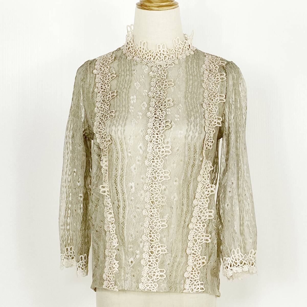 YZ1280 美品 french フレンチ レディース 総レース トップス ブラウス ハイネック 華やか 上品 かわいい キュート ガーリー ゆるふわ USED拍卖