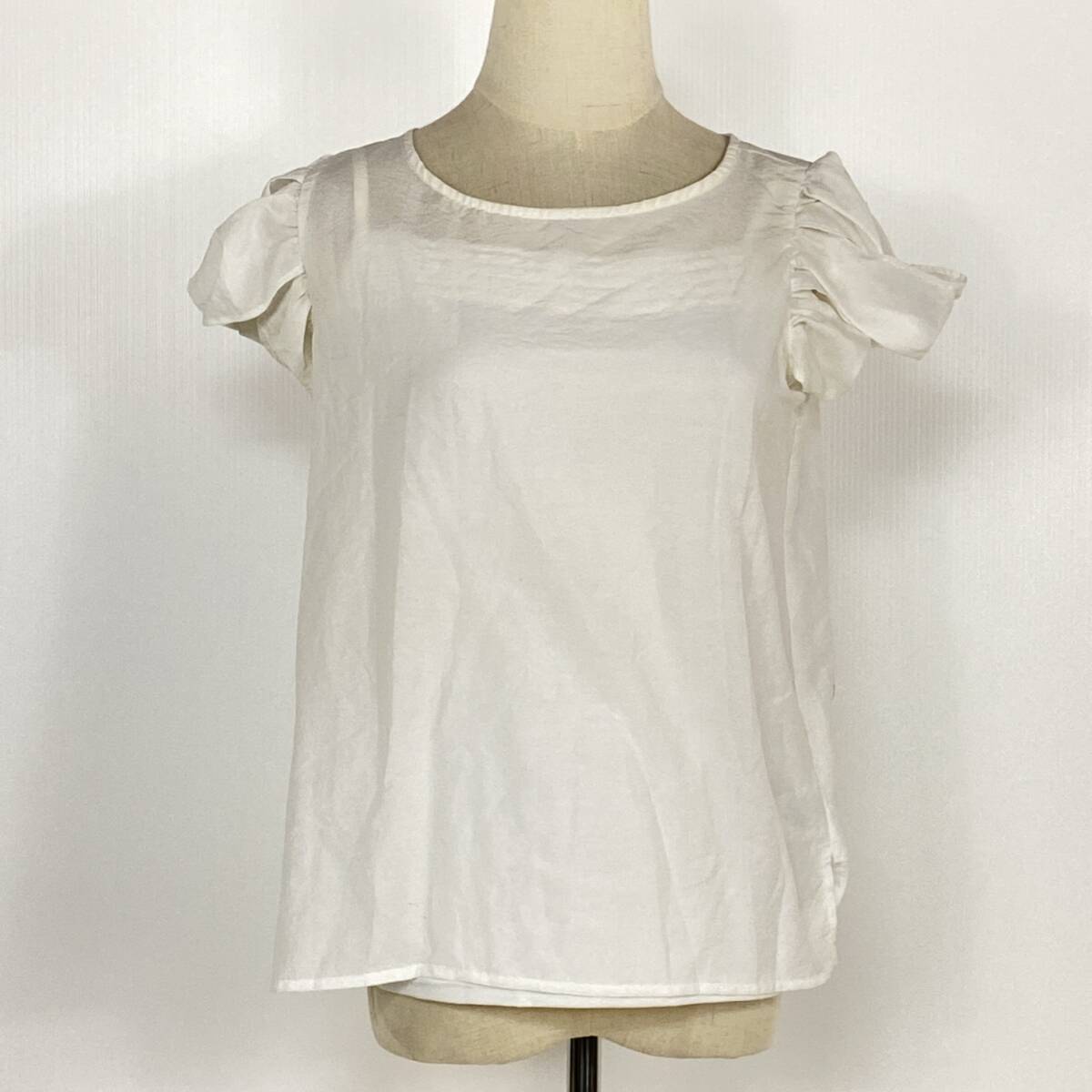YZ1447 美品 セット品 ROPE PICNIC ロペピクニック レディース シフォントップス 半袖 キャミソール2点セット ホワイト 38サイズ USED 古着拍卖